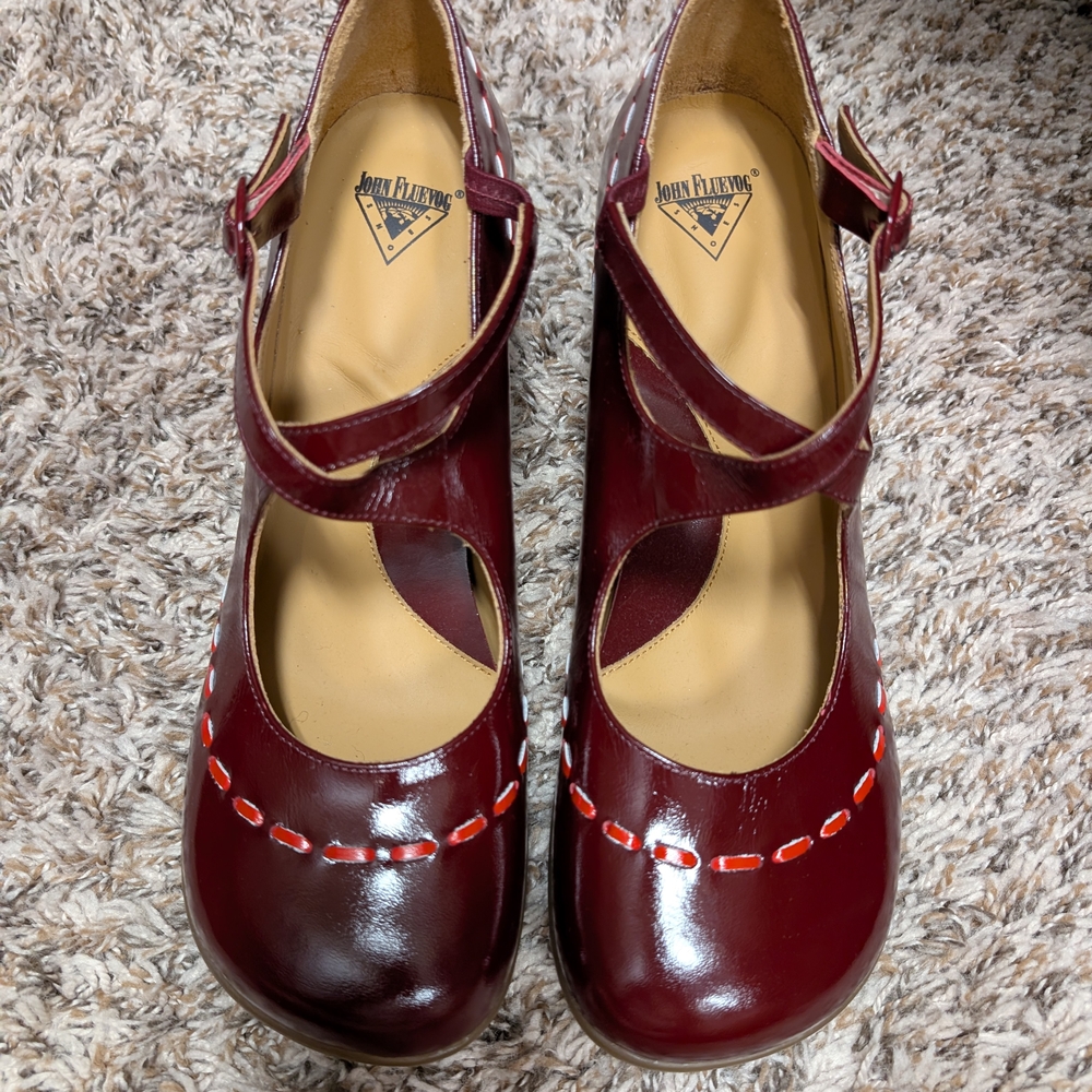 John Fluevog Women's Burgundy Mary Jane Shoes